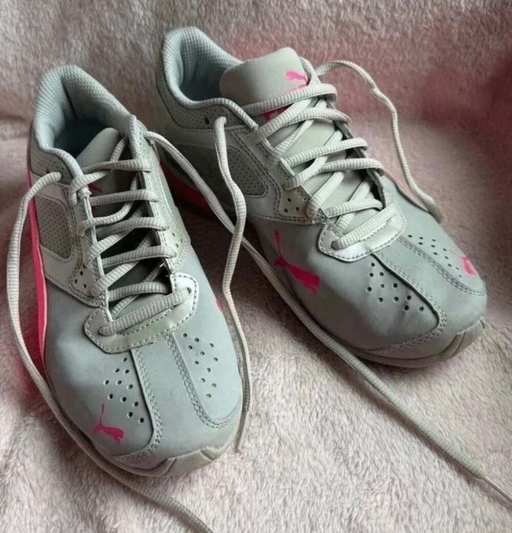 Puma Tazon 6 Size 6.5 Grey Pink Sneakers